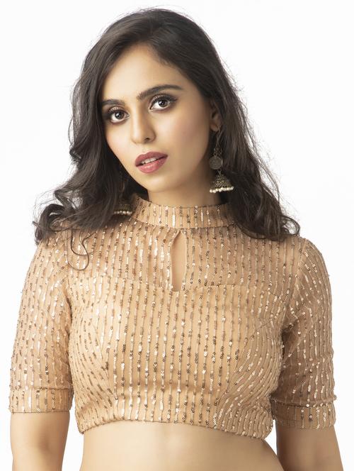 gold net embroidered blouse - 17957720 - Standard Image - 1