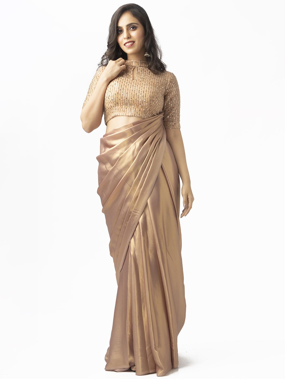 gold net embroidered blouse - 17957720 - Zoom Image - 3