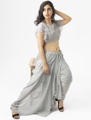 grey dupion embroidered blouse - 17957726 - Standard Image - 3