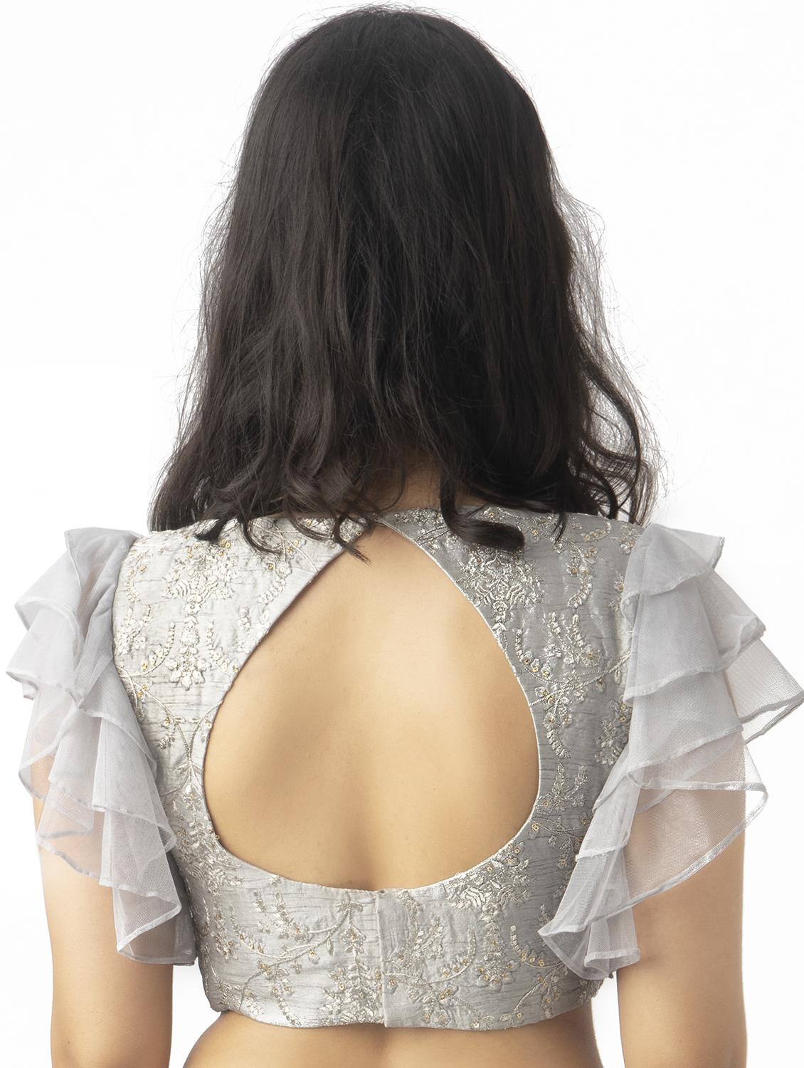 grey dupion embroidered blouse - 17957726 - Zoom Image - 2