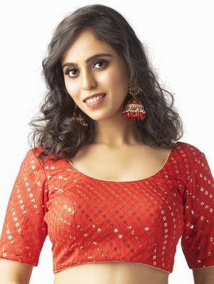 red embroidered blouse with face mask - 17957728 - Standard Image - 2