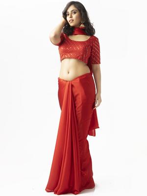 red embroidered blouse with face mask - 17957728 - Standard Image - 4