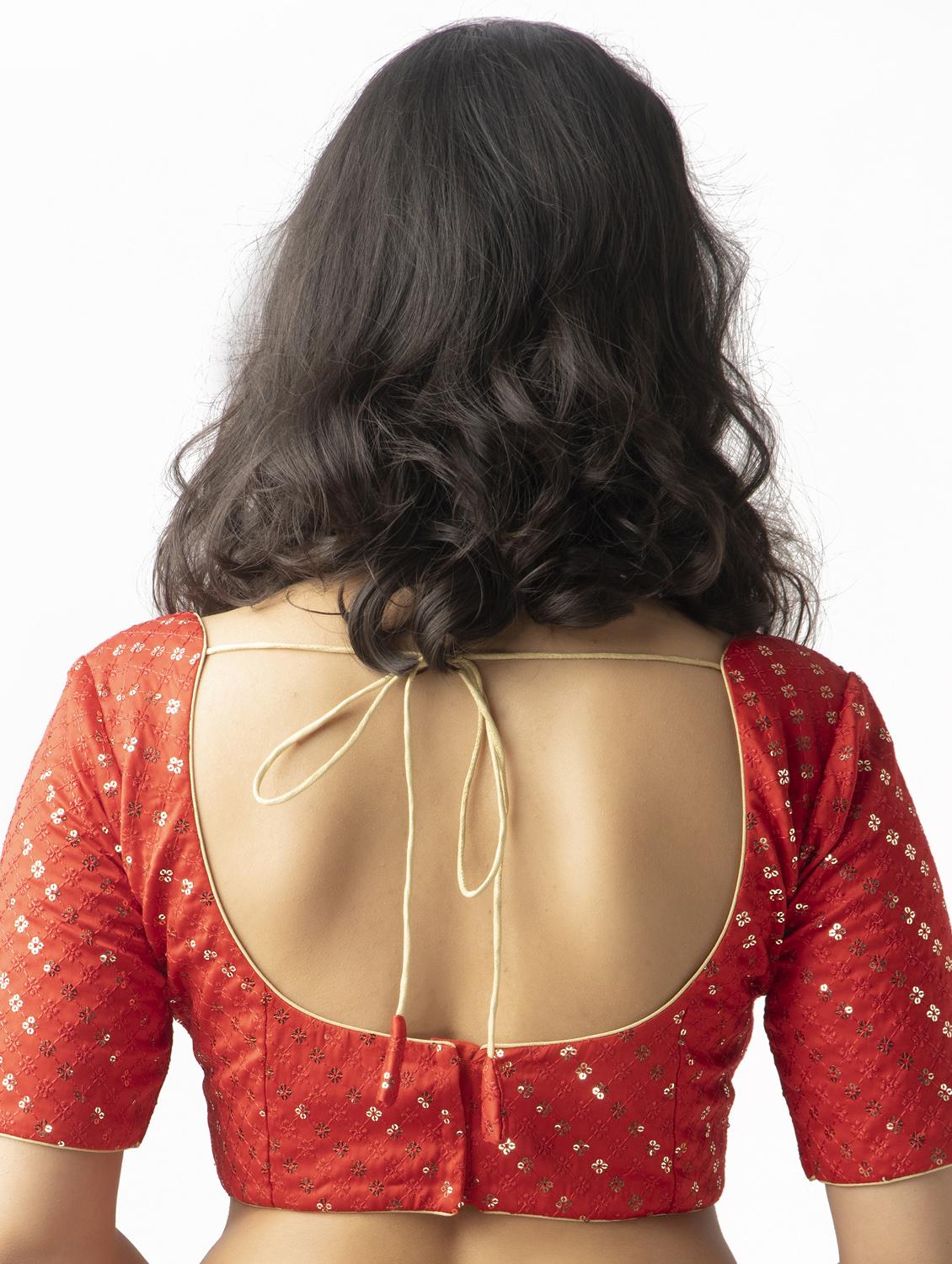 red embroidered blouse with face mask - 17957728 - Zoom Image - 3