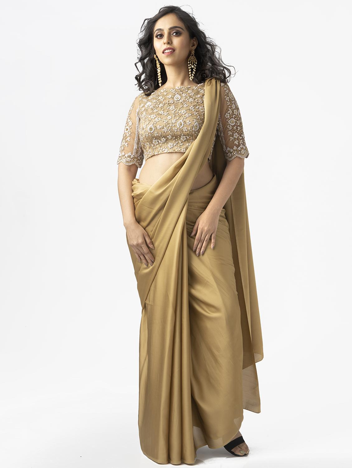 gold net embroidered blouse - 17957736 - Zoom Image - 4