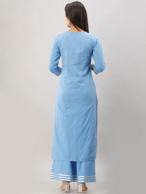 gota work kurta palazzo set - 17957743 - Standard Image - 3