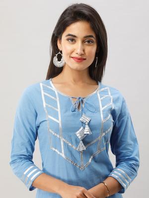 gota work kurta palazzo set - 17957743 - Standard Image - 5