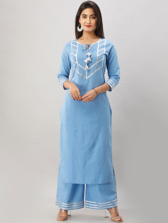 gota work kurta palazzo set - 17957743 - Zoom Image - 1
