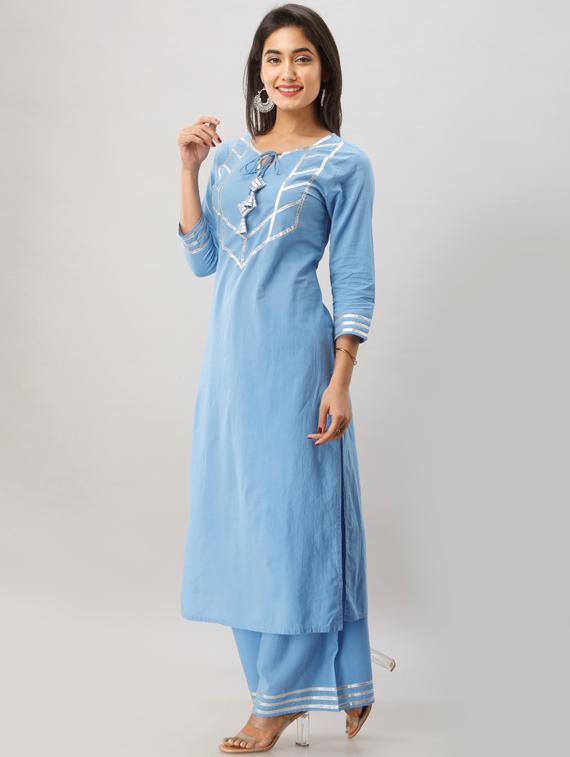 gota work kurta palazzo set - 17957743 - Zoom Image - 2