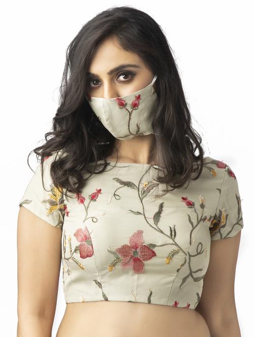 green embroidered blouse with face mask - 17957746 - Standard Image - 1