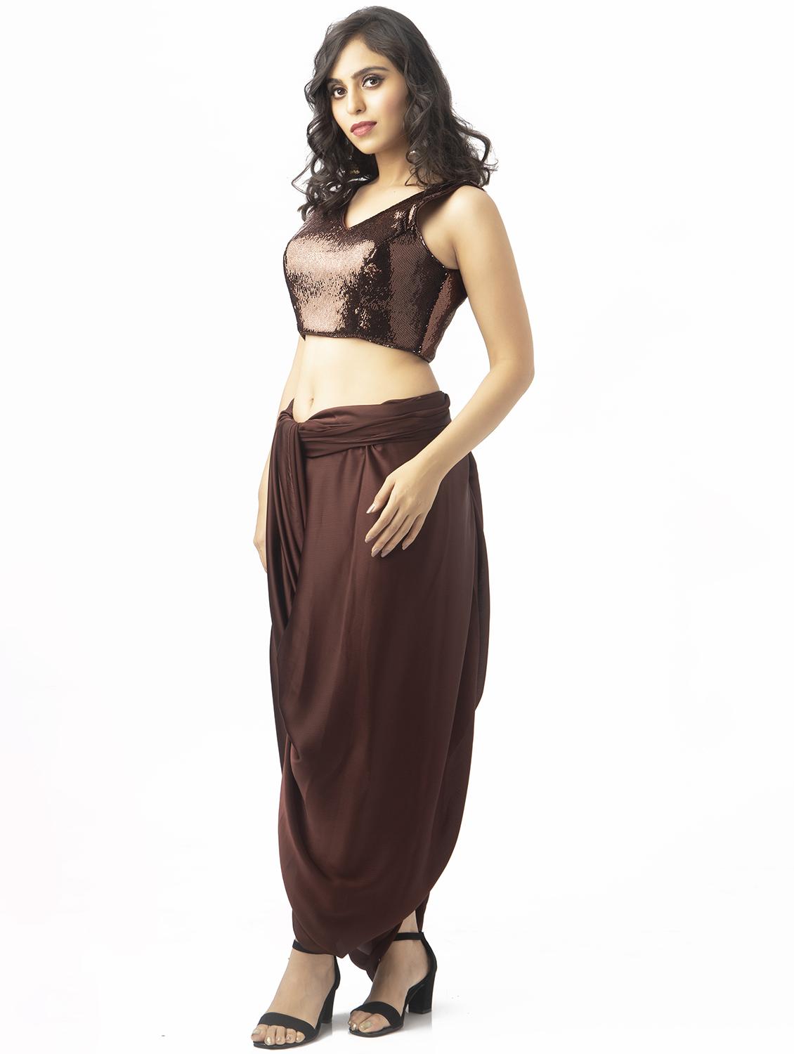 brown raw silk embroidered blouse - 17957750 - Zoom Image - 3