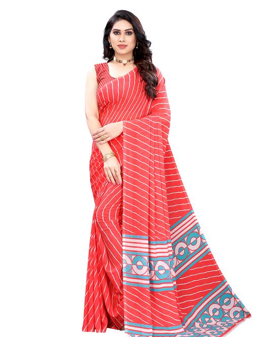 stripe printed saree with blouse - 17958267 - Standard Image - 1