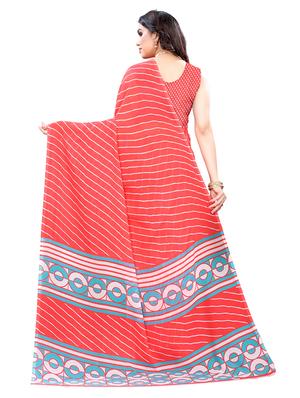 stripe printed saree with blouse - 17958267 - Standard Image - 2