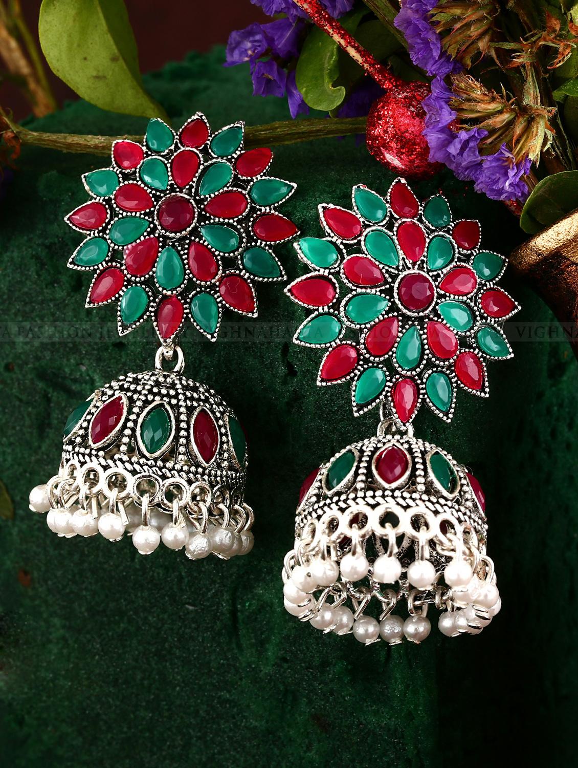 gold brass jhumka earring - 17959666 - Zoom Image - 1