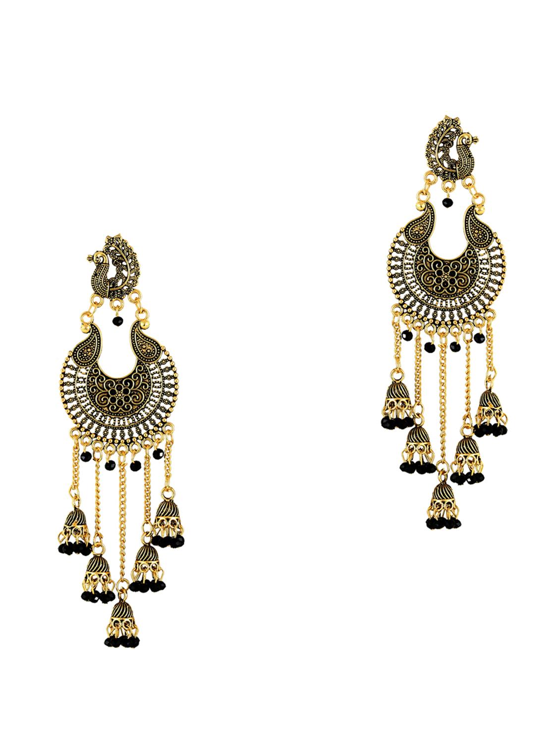gold brass chandellier earring - 17959670 - Zoom Image - 2