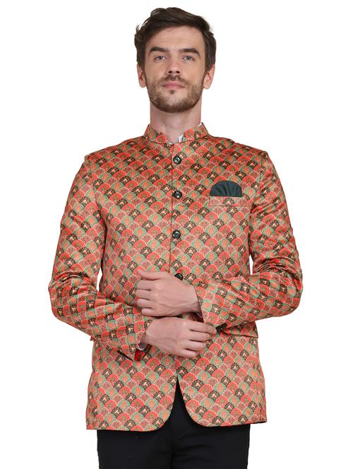 multi colored printed bandhgala suit - 17960216 - Standard Image - 1