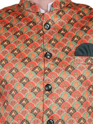 multi colored printed bandhgala suit - 17960216 - Standard Image - 5