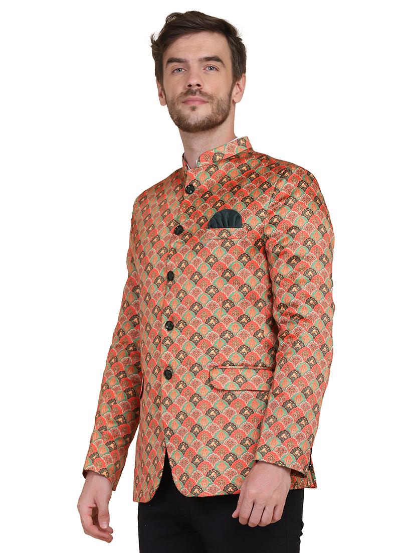 multi colored printed bandhgala suit - 17960216 - Zoom Image - 2