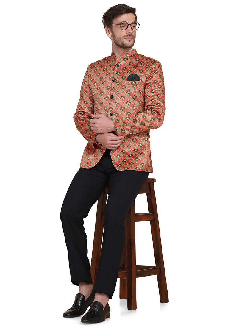 multi colored printed bandhgala suit - 17960216 - Zoom Image - 4