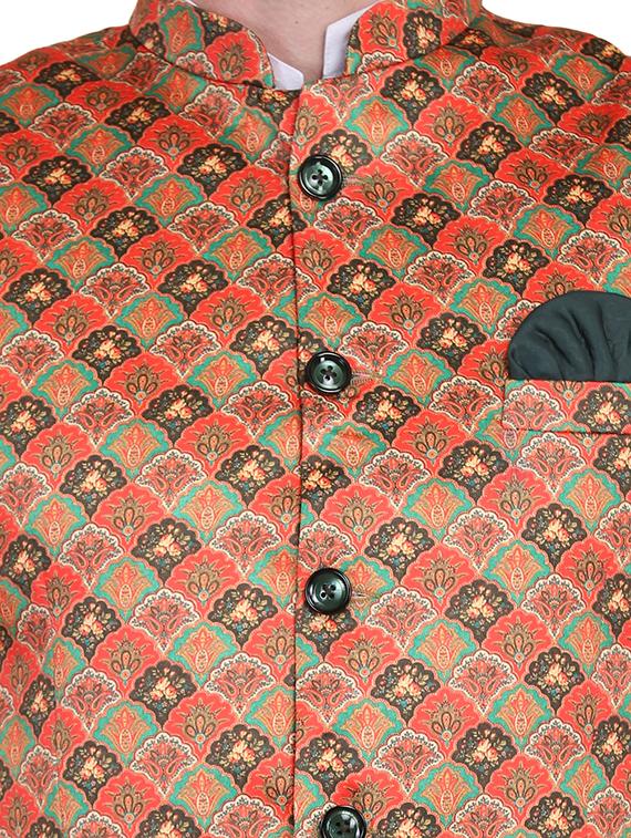 multi colored printed bandhgala suit - 17960216 - Zoom Image - 5