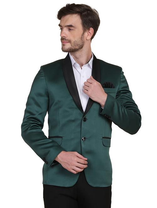 green solid single breasted tuxedo suit - 17960219 - Standard Image - 1