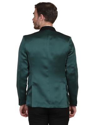 green solid single breasted tuxedo suit - 17960219 - Standard Image - 3