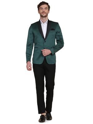 green solid single breasted tuxedo suit - 17960219 - Standard Image - 4