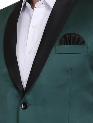 green solid single breasted tuxedo suit - 17960219 - Standard Image - 5