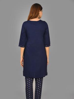 blue printed kurta and pant set - 17960222 - Standard Image - 4