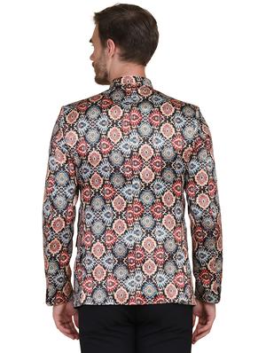 multi colored printed bandhgala formal blazer - 17960224 - Standard Image - 3
