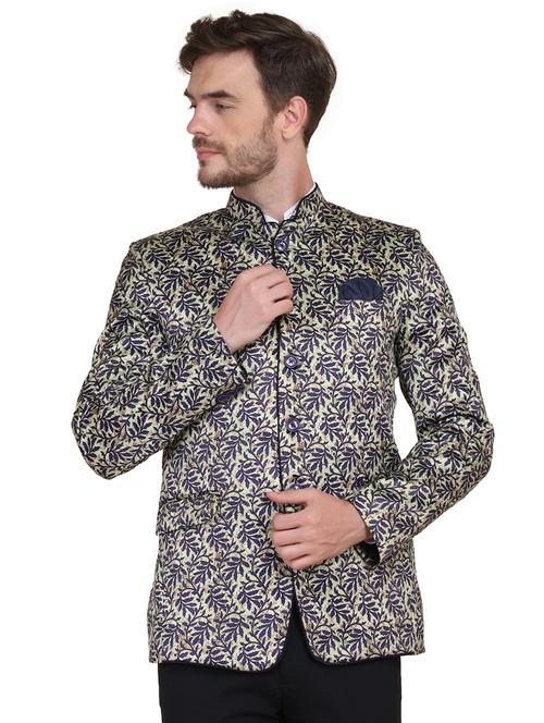 multi colored printed bandhgala formal blazer - 17960225 - Standard Image - 1
