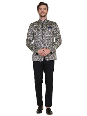 multi colored printed bandhgala formal blazer - 17960225 - Standard Image - 4