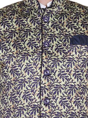 multi colored printed bandhgala formal blazer - 17960225 - Standard Image - 5