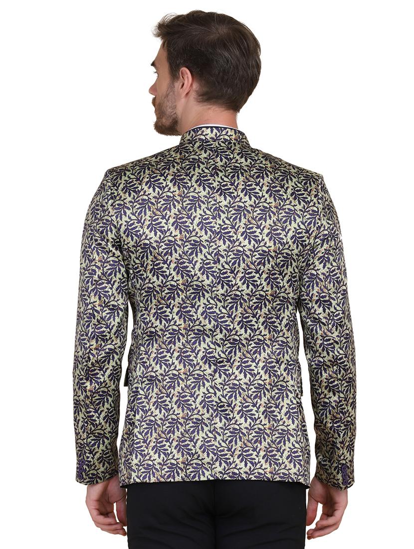 multi colored printed bandhgala formal blazer - 17960225 - Zoom Image - 3