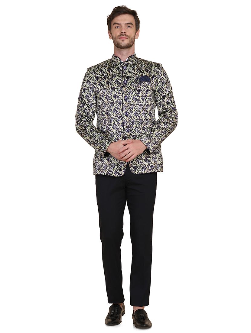 multi colored printed bandhgala formal blazer - 17960225 - Zoom Image - 4