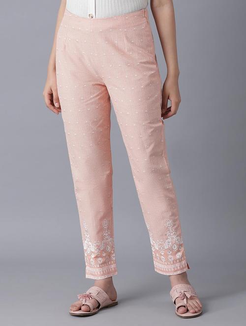pink floral printed tapered pant - 17960334 - Standard Image - 1