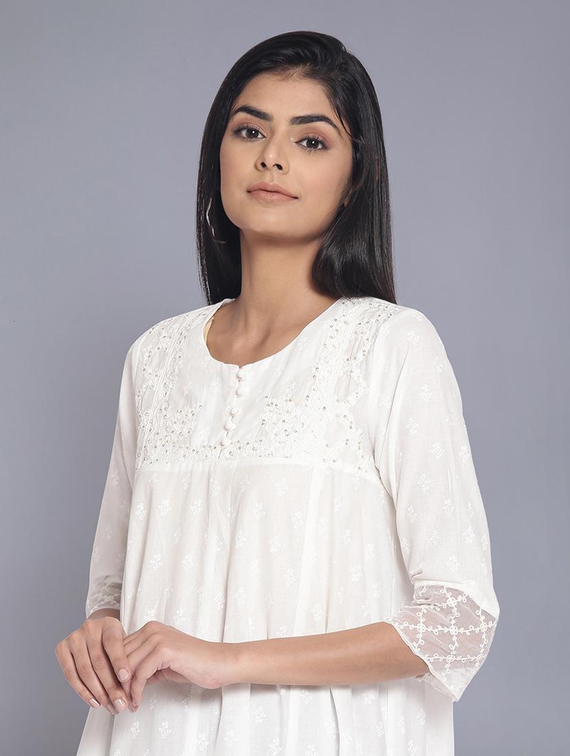 solid flared kurta - 17960366 - Zoom Image - 5