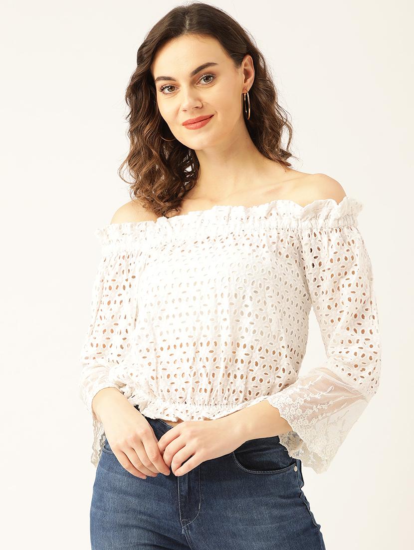 off shoulder blouson top - 17961029 - Zoom Image - 1
