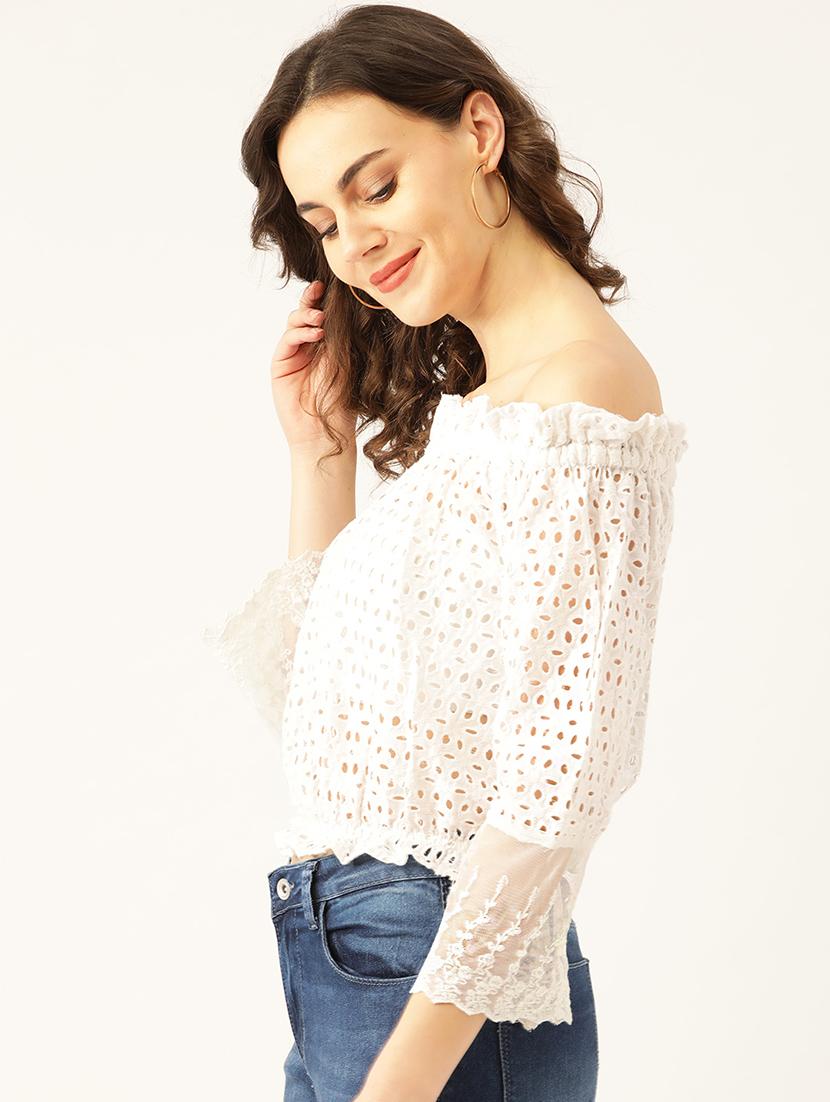 off shoulder blouson top - 17961029 - Zoom Image - 2