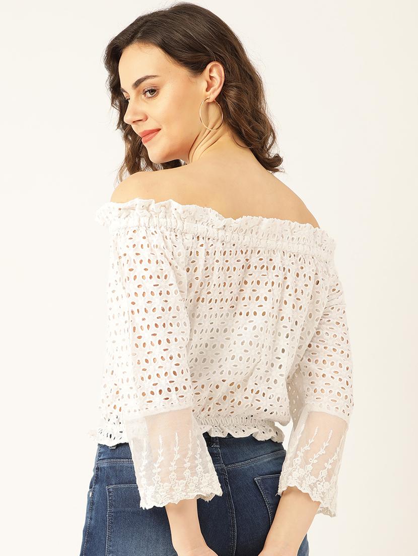 off shoulder blouson top - 17961029 - Zoom Image - 3