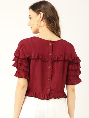 frill detail solid top - 17961051 - Standard Image - 3