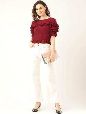 frill detail solid top - 17961051 - Standard Image - 4