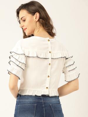 frill detail solid top - 17961052 - Standard Image - 3