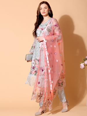 embroidered unstitched suit set - 17961261 - Standard Image - 2