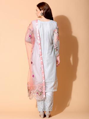 embroidered unstitched suit set - 17961261 - Standard Image - 3