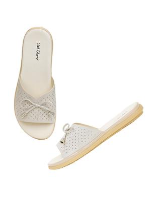 beige faux leather slip on sandals - 17961775 - Standard Image - 4