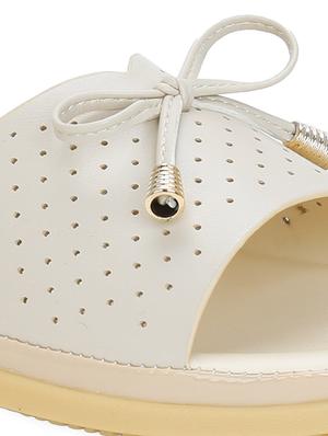 beige faux leather slip on sandals - 17961775 - Standard Image - 5