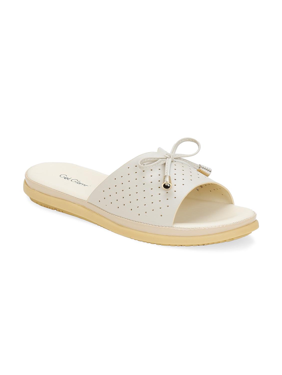 beige faux leather slip on sandals - 17961775 - Zoom Image - 1