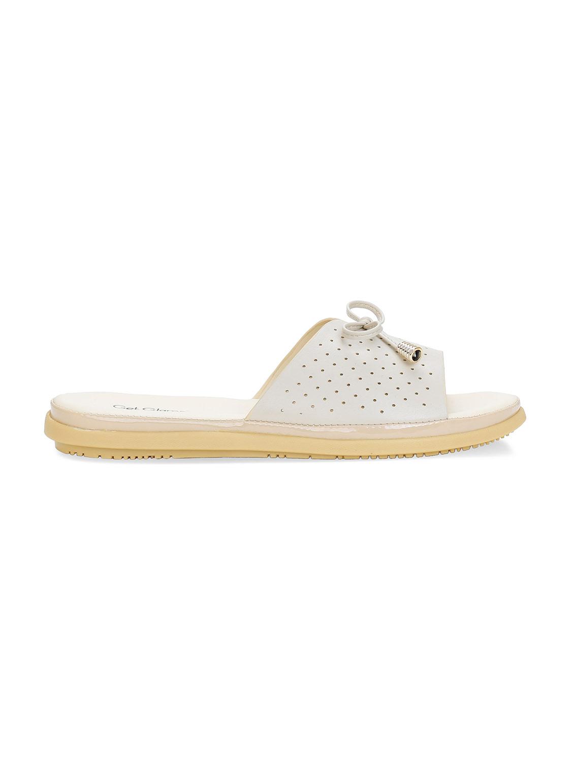 beige faux leather slip on sandals - 17961775 - Zoom Image - 2