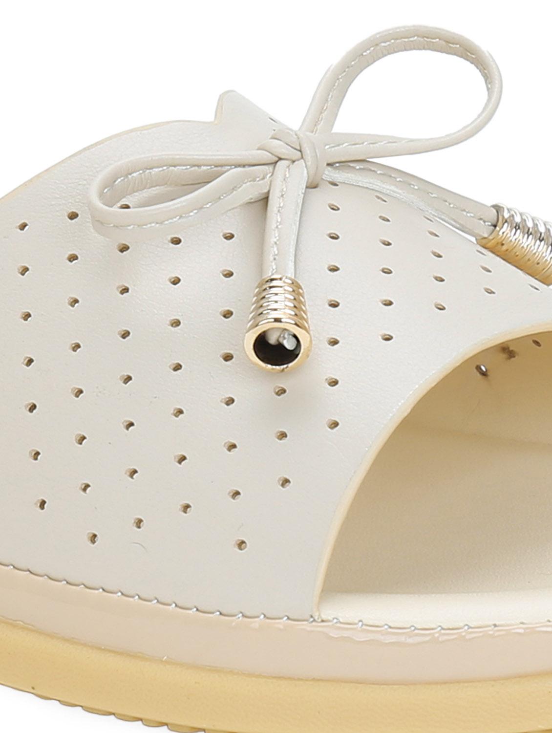 beige faux leather slip on sandals - 17961775 - Zoom Image - 5