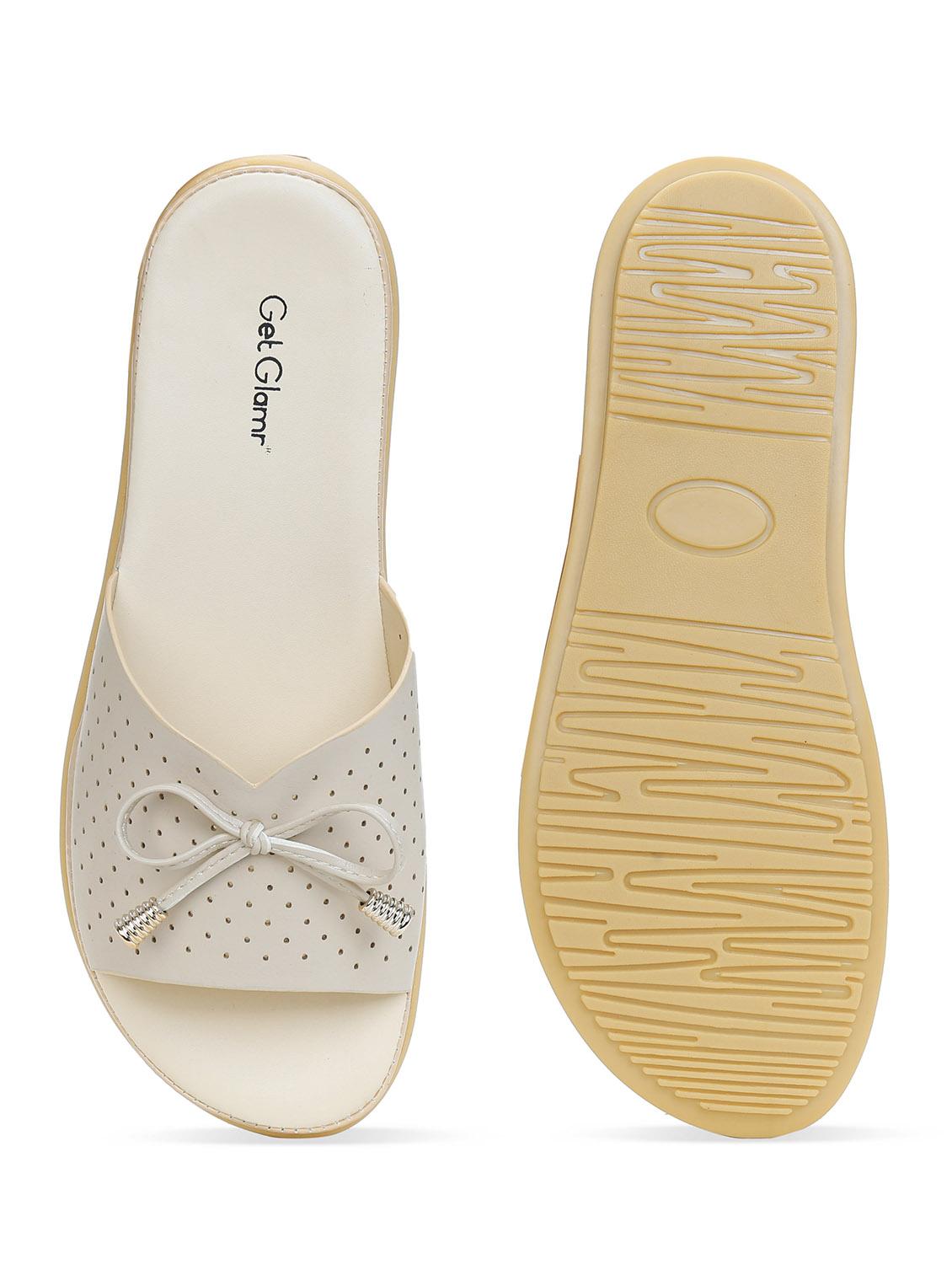 beige faux leather slip on sandals - 17961775 - Zoom Image - 6